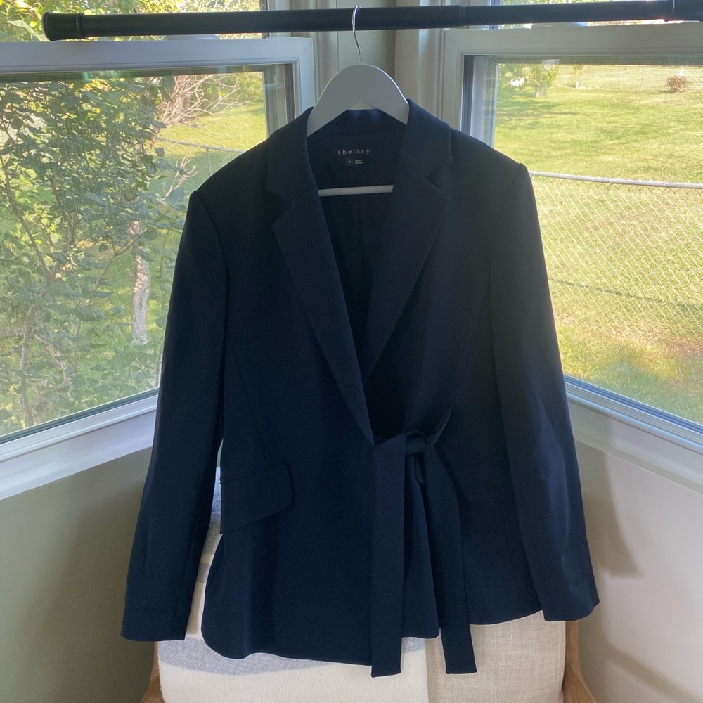 Theory Dark Blue Women's Blazer with tie